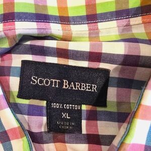 Scott Barber Men's XL Multi Plaid Button Down Shirt  Pink Purple‎ Blue Green